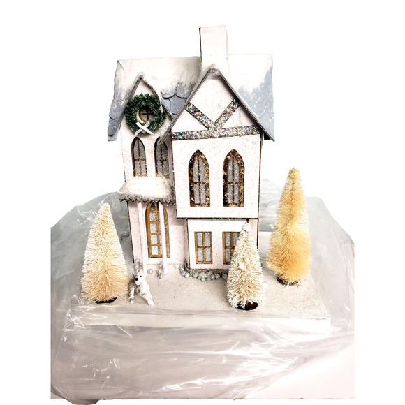 Holiday Village House Cody Foster Large 11" Putz Blue Mill Dog Sisal Trees - Picture 12 of 12
